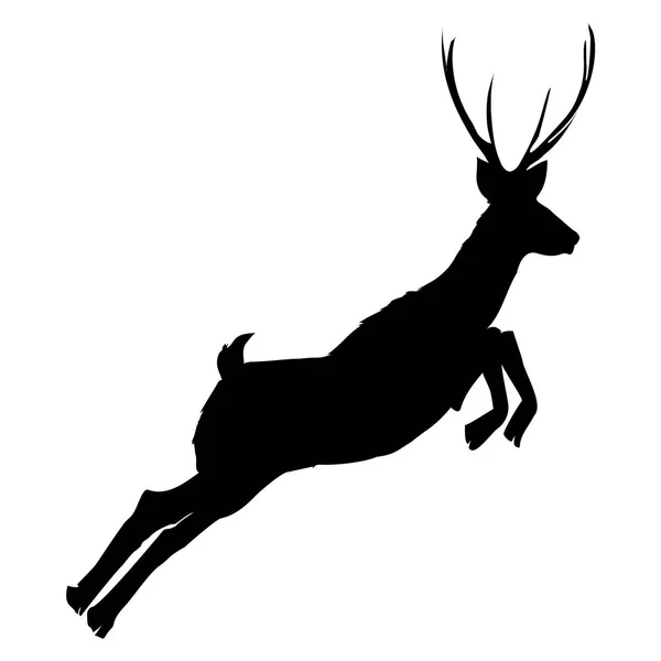 Silhouette cerf noir — Image vectorielle