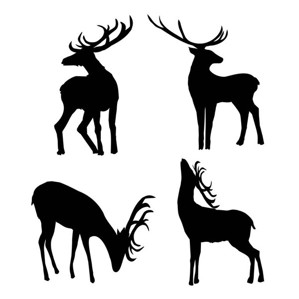 set of Black deer silhouettes 