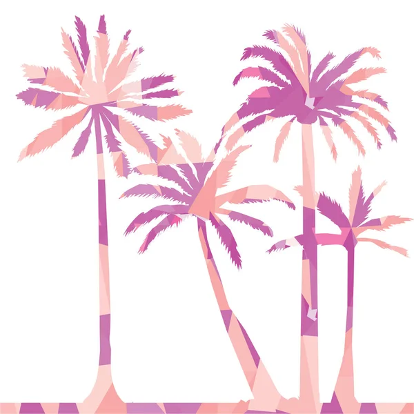 Barevné palmy siluety — Stockový vektor