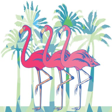  soyut flamingoları illüstrasyon