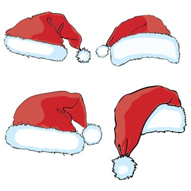 Noel Baba şapkaları kümesi