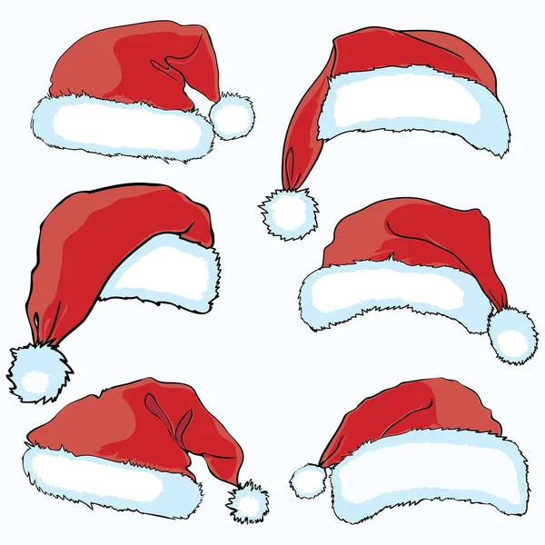 Set of santa claus hats — Stock Vector