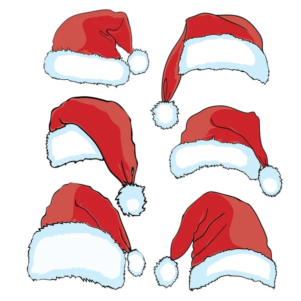 Noel Baba şapkaları kümesi