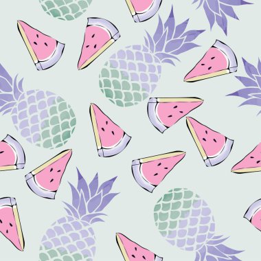 ananas ve karpuz seamless modeli