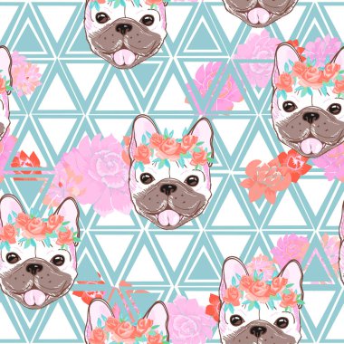 Bulldogs çelenk Dikişsiz desen