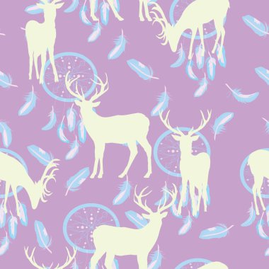 geyik siluetleri seamless modeli