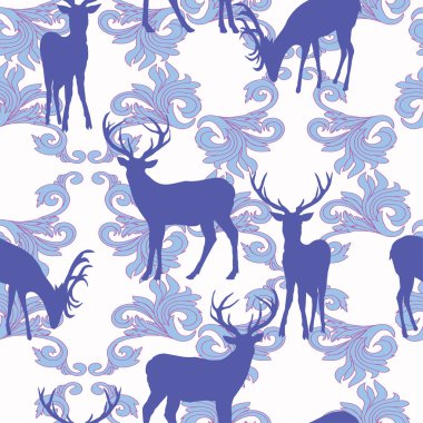 geyik siluetleri seamless modeli