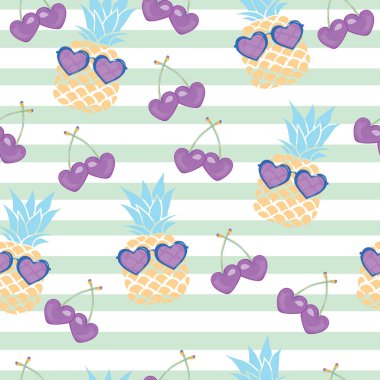 ananas ve kiraz seamless modeli