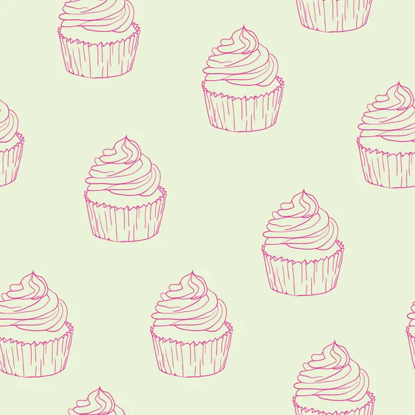 カップケーキのシームレスなパターン — ストックベクタ