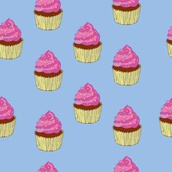Cupcakes sømløse mønster – Stock-vektor