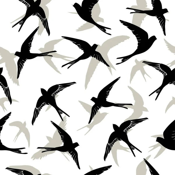 Vol avaler oiseaux modèle sans couture — Image vectorielle