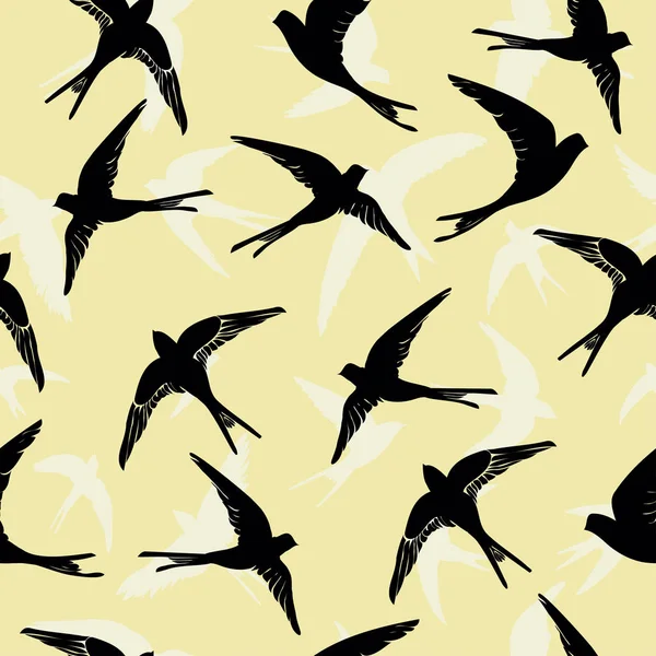 Fliegende Schwalbenvögel nahtloses Muster — Stockvektor