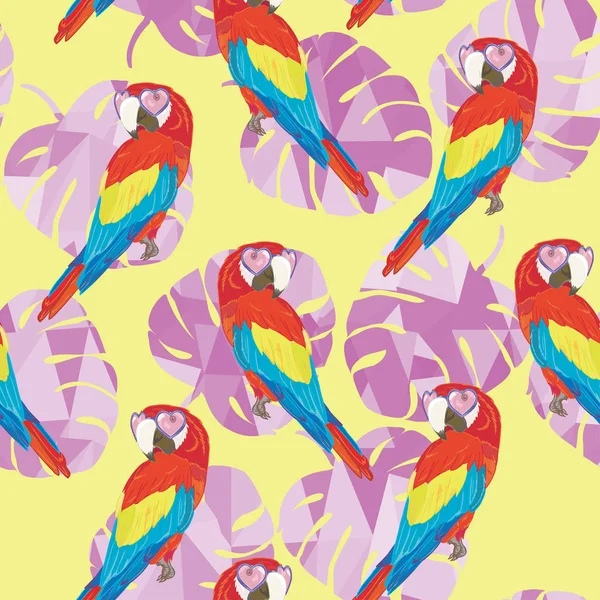 Papoušky Bezešvé vzor — Stockový vektor