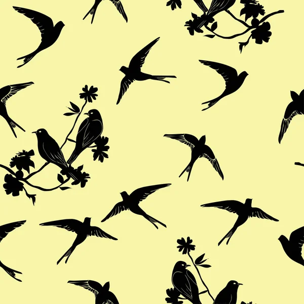 Połknąć ptaków wzór — Wektor stockowy