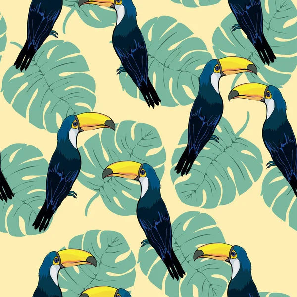 Oiseaux toucans brevet sans couture — Image vectorielle