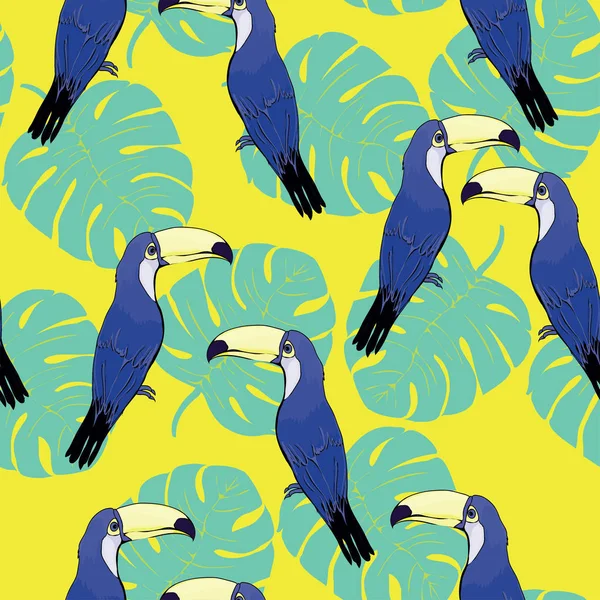 Oiseaux toucans brevet sans couture — Image vectorielle