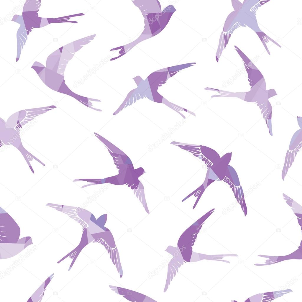 flying swallow birds seamless pattern