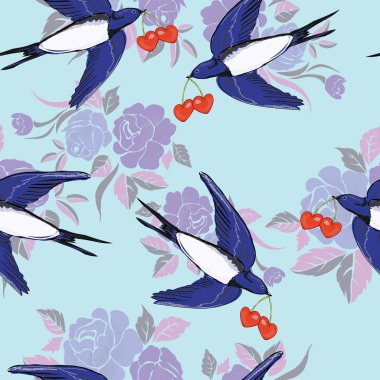 Kırlangıçlar kiraz ile tasarımı