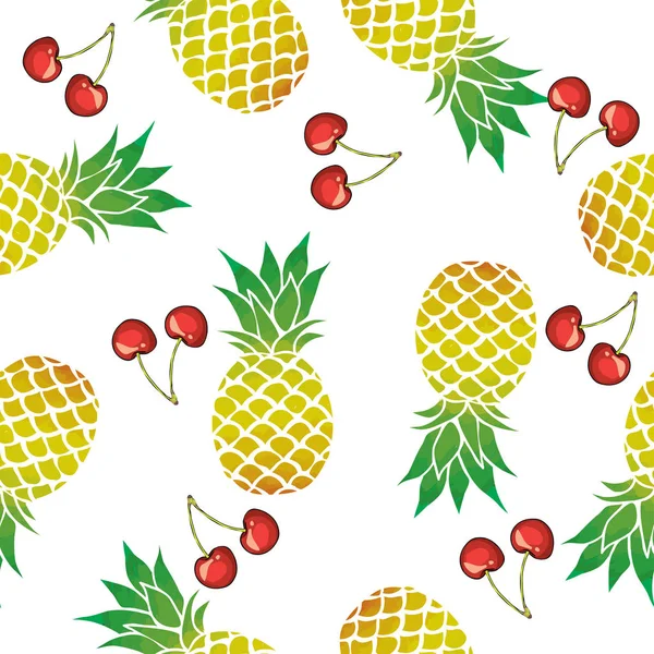 Ananász, cseresznye zökkenőmentes minta — Stock Vector