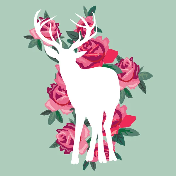 Deer shape on flowers — Stock Vector