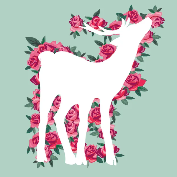 Forme de cerf sur les fleurs — Image vectorielle