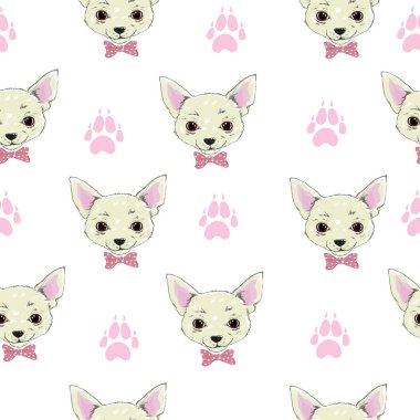 Elle çizilmiş chihuahua desen