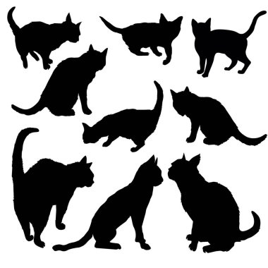 kedi siluetleri kümesi