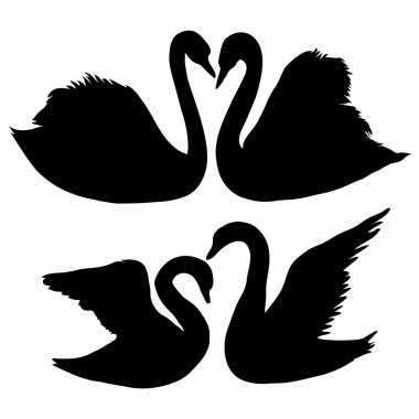 Kuğu siluetleri kümesi