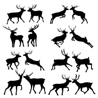 Geyik siluetleri kümesi