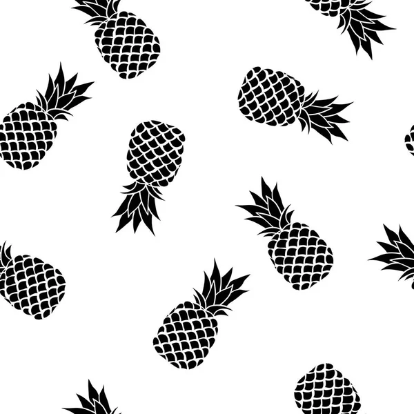 Black and white pattern with pineapple — Stock Vector