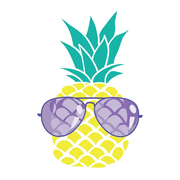 Kolorowe ananas w okulary — Wektor stockowy