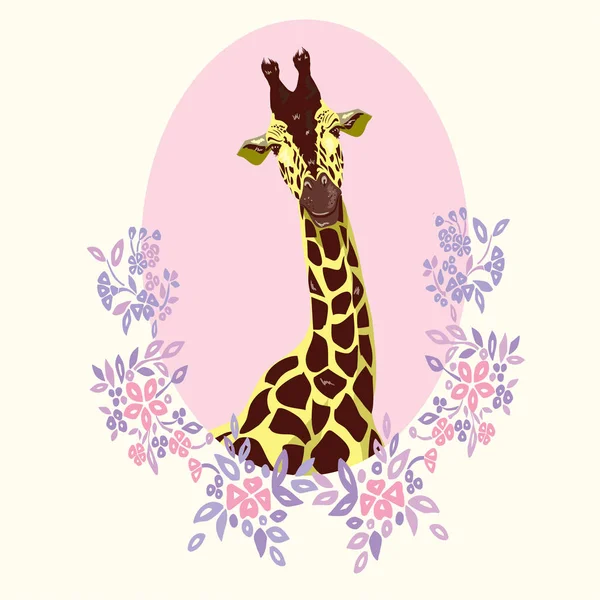 Söt hand dras giraff — Stock vektor