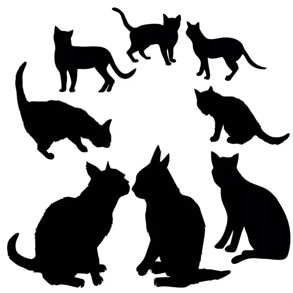 Ensemble de silhouettes de chat — Image vectorielle