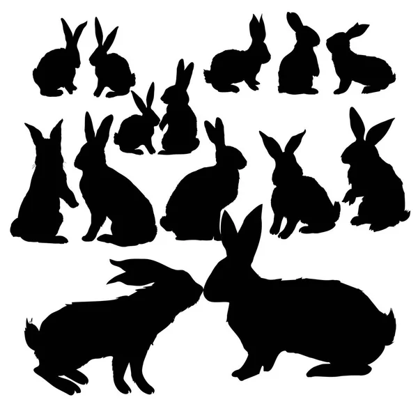 Reihe von Kaninchen Silhouetten — Stockvektor
