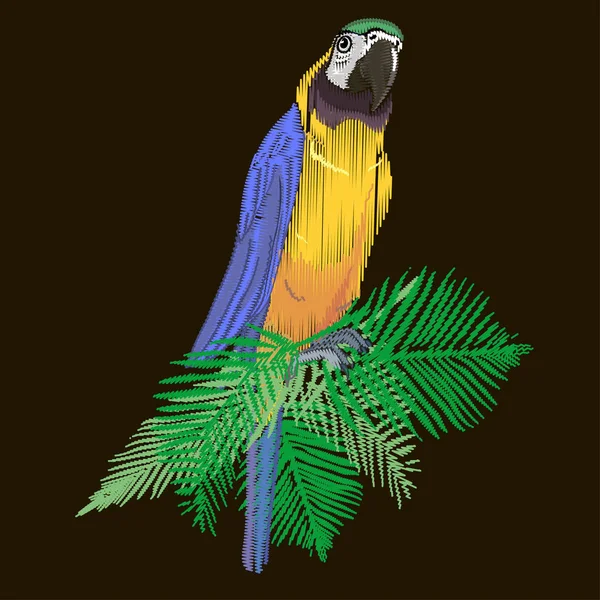 Perroquet coloré sur branche — Image vectorielle