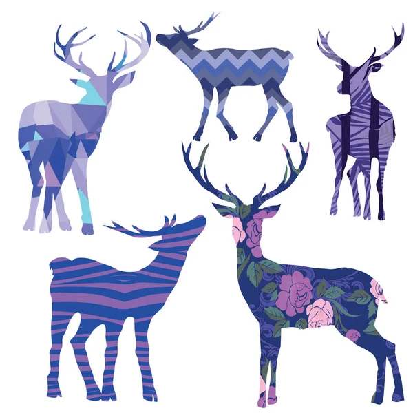 Silueta de ciervo, vector, ilustración, animal, blanco, bosque, fondo, aislado , — Archivo Imágenes Vectoriales