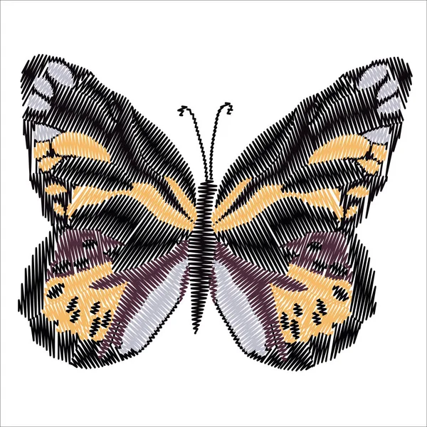 Schmetterlinge, Vektor, Illustration, weißer Hintergrund, Stickerei, Vektor, Textur, isoliert, Design, Hintergrund, Flügel, Insekt — Stockvektor