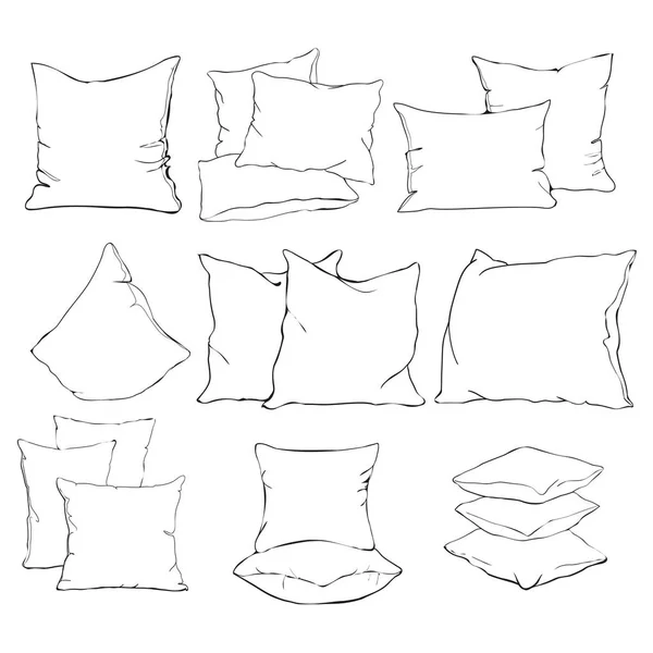 枕セット、ベクトル、図では、白、背景分離, — ストックベクタ