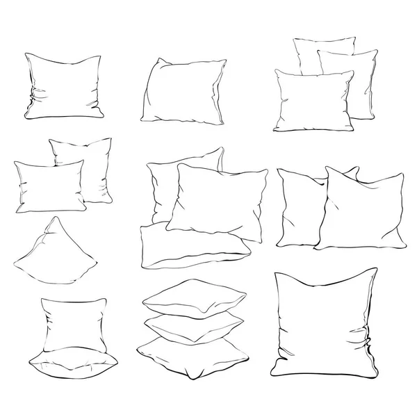 Travesseiro conjunto, vetor, ilustração, branco, fundo, isolado , —  Vetores de Stock