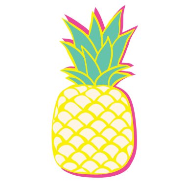 ananas, meyve, beyaz arka plan, vektör çizim