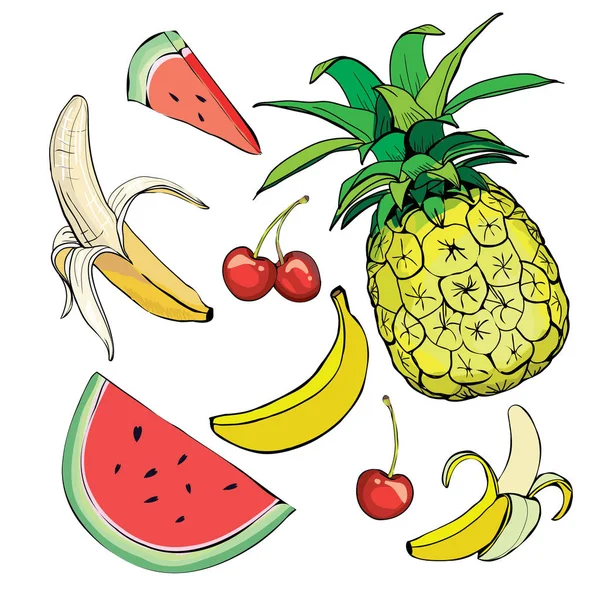 Φρούτα σετ - εικονογράφηση διάνυσμα — Διανυσματικό Αρχείο