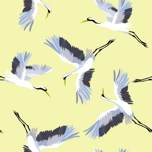 Grúa patrón de aves, vector, ilustración — Vector de stock