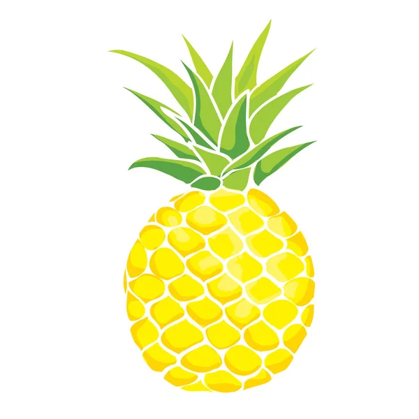 Piña, fruta, fondo blanco, ilustración vectorial — Vector de stock