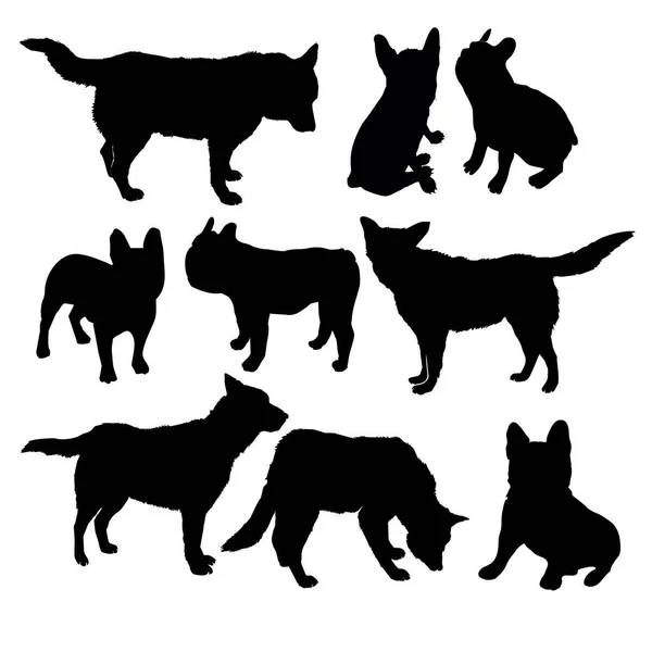 Silueta de perro, vector, ilustración — Archivo Imágenes Vectoriales