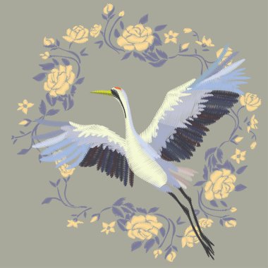 Leylek nakış, vektör, illüstrasyon