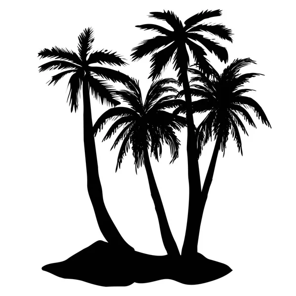 Silueta de palmeras, vector, ilustración — Vector de stock