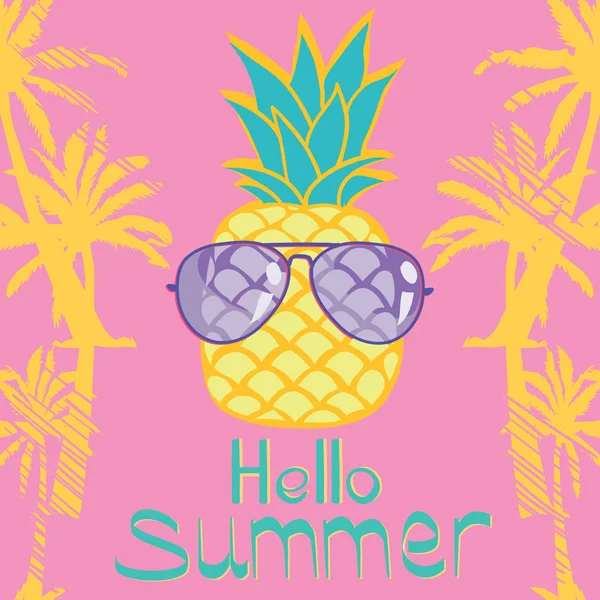 ananas ile gözlük, vektör, illüstrasyon