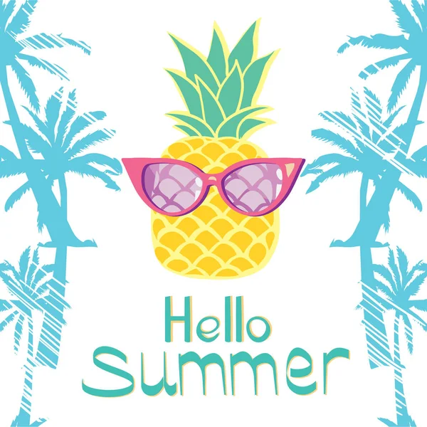 Ananas con occhiali, vettore, illustrazione — Vettoriale Stock