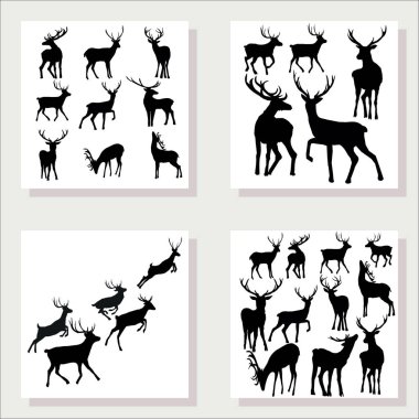 geyiği siluet, vektör, illüstrasyon