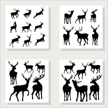 geyiği siluet, vektör, illüstrasyon